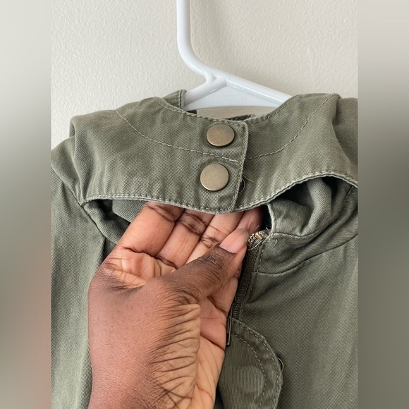 Thread & Supply Hooded Cargo Utility Jacket Aztec Knit Sleeve Green Size M - Picture 9 of 12